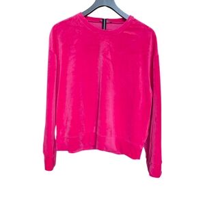 Zara Vibrant Hot Pink Velour Velvet Long Sleeve Top - Size Medium